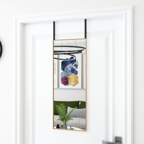 VidaXL Lustro na drzwi, złote, 30x80 cm, szkło i aluminium