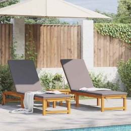 VidaXL Leżak 3 pcs Brązowy Lite Drewno Akacji