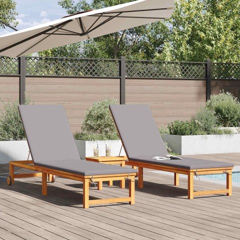 VidaXL Leżak 3 pcs Brązowy Lite Drewno Akacji