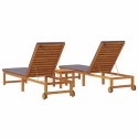 VidaXL Leżak 3 pcs Brązowy Lite Drewno Akacji