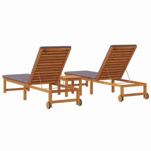 VidaXL Leżak 3 pcs Brązowy Lite Drewno Akacji