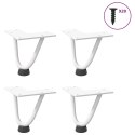 NOGI DO STOLIKA KAWOWEGO W KSZTAŁCIE SPINKI DO WŁOSÓW 4 SZT. BIAŁE 10CM STAL LITE