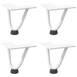 NOGI DO STOLIKA KAWOWEGO W KSZTAŁCIE SPINKI DO WŁOSÓW 4 SZT. BIAŁE 10CM STAL LITE