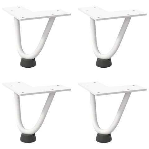 NOGI DO STOLIKA KAWOWEGO W KSZTAŁCIE SPINKI DO WŁOSÓW 4 SZT. BIAŁE 10CM STAL LITE