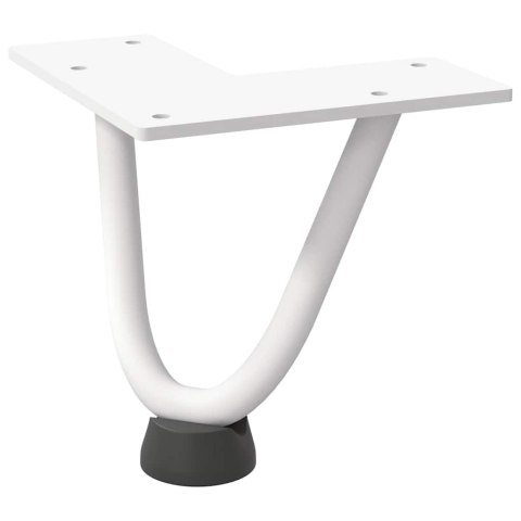 NOGI DO STOLIKA KAWOWEGO W KSZTAŁCIE SPINKI DO WŁOSÓW 4 SZT. BIAŁE 10CM STAL LITE