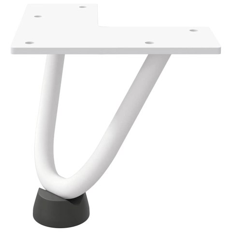 NOGI DO STOLIKA KAWOWEGO W KSZTAŁCIE SPINKI DO WŁOSÓW 4 SZT. BIAŁE 10CM STAL LITE