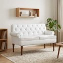 VidaXL Sofa dwuosobowa z guzikowym pikowaniem Biały 120 x 65 x 77 cm