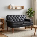 VidaXL Sofa dwuosobowa z guzikowym pikowaniem Czarny 120 x 65 x 77 cm
