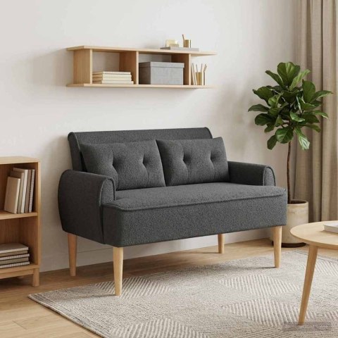 VidaXL Sofa dwuosobowa z guzikowym pikowaniem ciemnoszary Bouclé