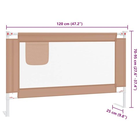VidaXL Barierka do łóżeczka dziecięcego, taupe, 120x25 cm, tkanina