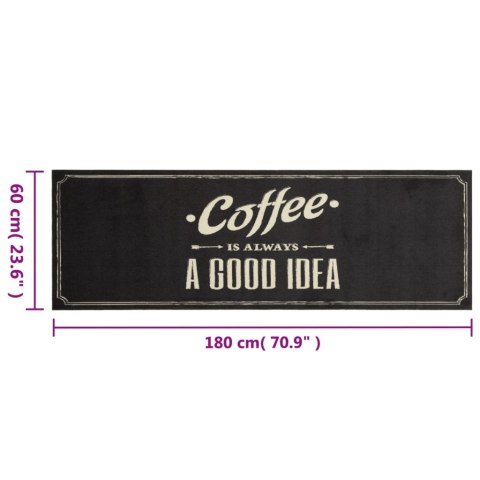 VidaXL Dywanik kuchenny z napisem Coffee, 60x180 cm, aksamitny