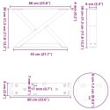 NOGI DO STOLIKA KAWOWEGO 2 SZT. CZARNE 60X(30-31,3)CM STALOWE
