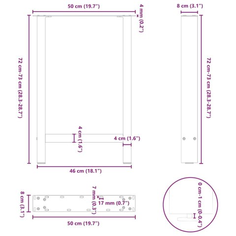 VidaXL Nogi do stołu jadalnego czarne 2 szt. 50x(72-73) cm stal