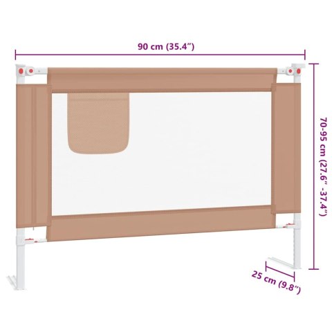 VidaXL Barierka do łóżeczka dziecięcego, taupe, 90x25 cm, tkanina