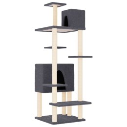 DRAPAK DLA KOTA Z SIZALOWYMI SŁUPKAMI CIEMNOSZARY 154CM