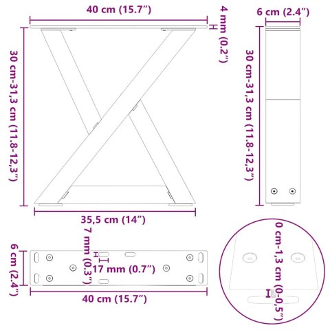 NOGI DO STOLIKA KAWOWEGO 2 SZT. CZARNE 40X(30-31,3)CM STAL