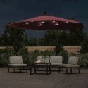 VidaXL Parasol ogrodowy z LED, wiszący, bordowy, 350 cm