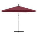 VidaXL Parasol ogrodowy z LED, wiszący, bordowy, 350 cm