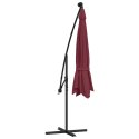 VidaXL Parasol ogrodowy z LED, wiszący, bordowy, 350 cm