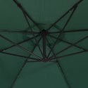 VidaXL Parasol wiszący z LED i metalowym słupkiem, 350 cm, zielony