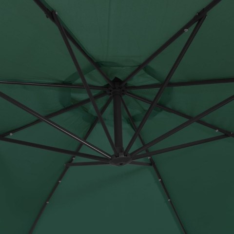 VidaXL Parasol wiszący z LED i metalowym słupkiem, 350 cm, zielony