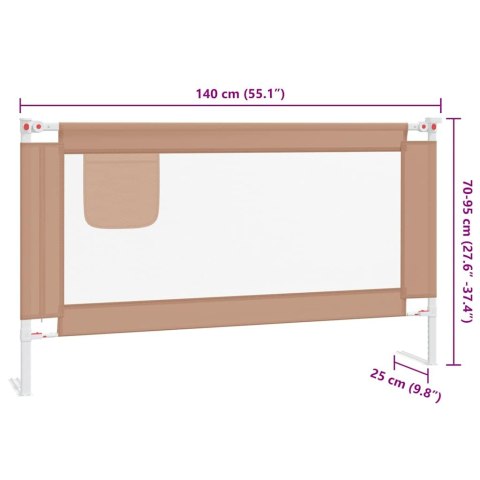 VidaXL Barierka do łóżeczka dziecięcego, taupe, 140x25 cm, tkanina