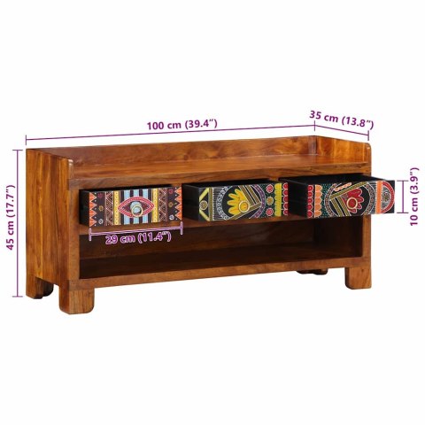 VidaXL Ławka na buty Miodowy brąz 100 x 35 x 45 cm Drewno Akacjowe