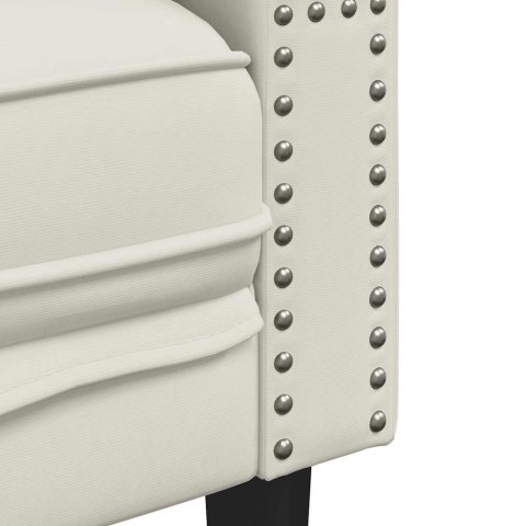 VidaXL Sofa Chesterfield z wałkami, trzyosobowa, kremowa, aksamit