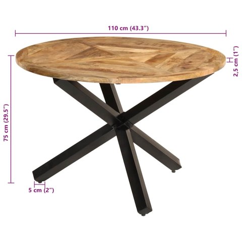 VidaXL Stół do jadalni, Ø110x75 cm, surowe drewno mango