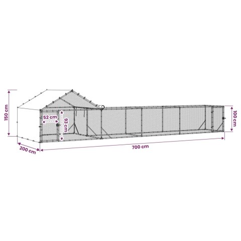 DUŻY KURNIK XXL DLA KUR WYBIEG 7X2X1,5M STAL OCYNK
