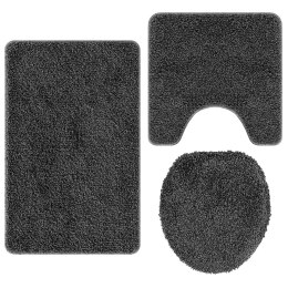 VidaXL Zestaw mat łazienkowych antypoślizgowych 3 pcs ciemno szary PP
