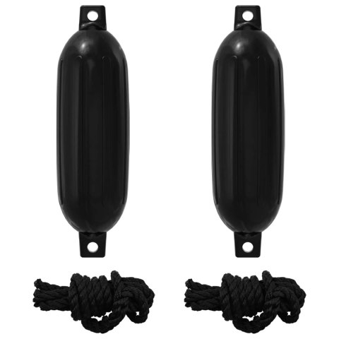 VidaXL Fendery łodzi 2 szt. Ø 16 x 58 cm Czarny PVC