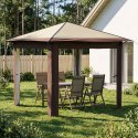 GAZEBO BEZ ŚCIANY 2,6 X 2,6 M KREMOWY I BRĄZOWY
