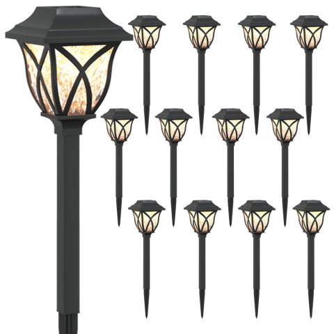 VidaXL Lampy solarnie zasilane z ostrzem do ziemi 12 pcs Ciepła biel
