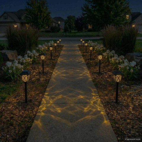 VidaXL Lampy solarnie zasilane z ostrzem do ziemi 12 pcs Ciepła biel