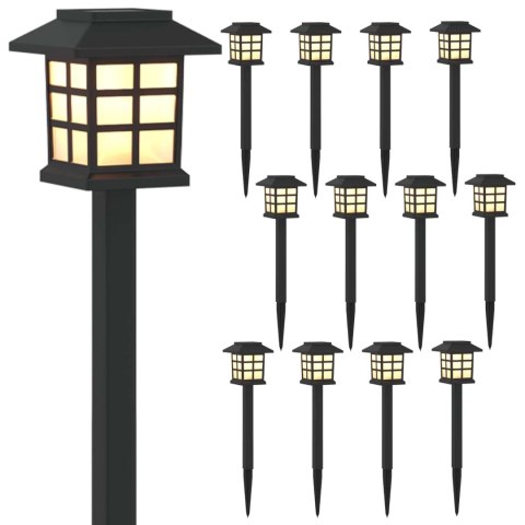 VidaXL Lampy solarnie zasilane z ostrzem do ziemi 12 pcs Ciepła biel