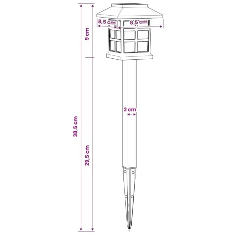VidaXL Lampy solarnie zasilane z ostrzem do ziemi 12 pcs Ciepła biel