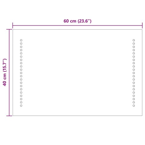 VidaXL Lustro łazienkowe LED przezroczysty 60 x 40 cm szkło hartowane