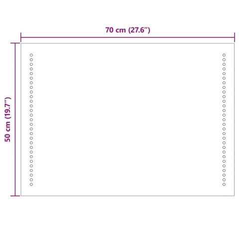 VidaXL Lustro łazienkowe LED przezroczysty 70 x 50 cm szkło hartowane