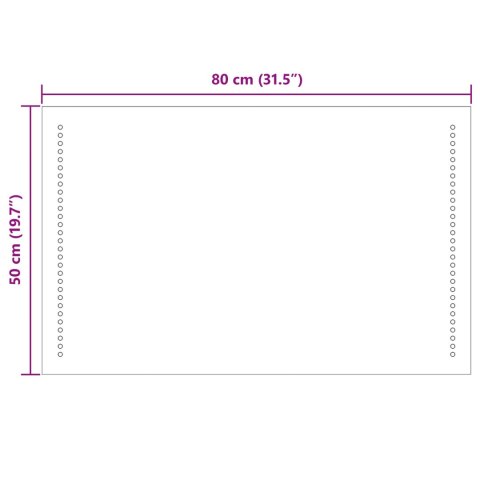 VidaXL Lustro łazienkowe LED przezroczysty 80 x 50 cm szkło hartowane