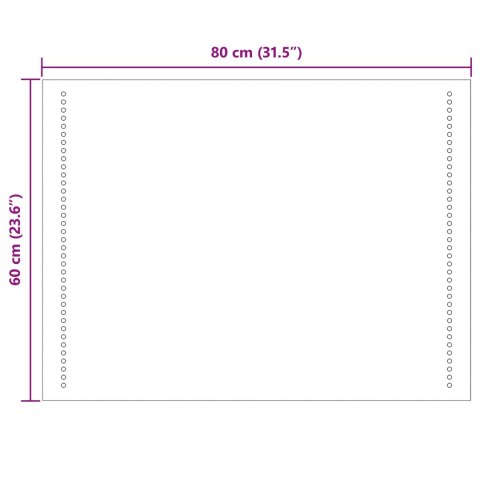 VidaXL Lustro łazienkowe LED przezroczysty 80 x 60 cm szkło hartowane