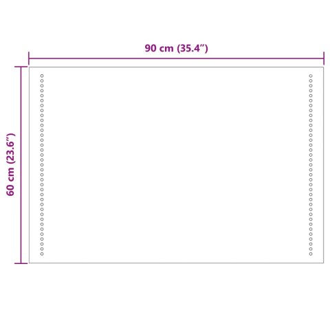 VidaXL Lustro łazienkowe LED przezroczysty 90 x 60 cm szkło hartowane