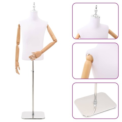 VidaXL Regulowana manekin 160-232 cm z podstawą Mężczyzna PP Biały