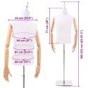 VidaXL Regulowana manekin 160-232 cm z podstawą Mężczyzna PP Biały