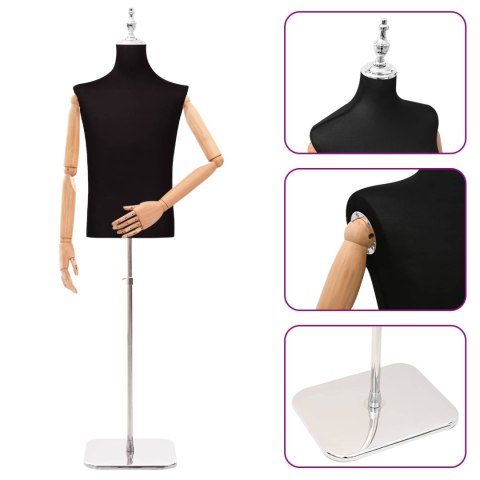 VidaXL Regulowana manekin 160-232 cm z podstawą Mężczyzna PP Czarny