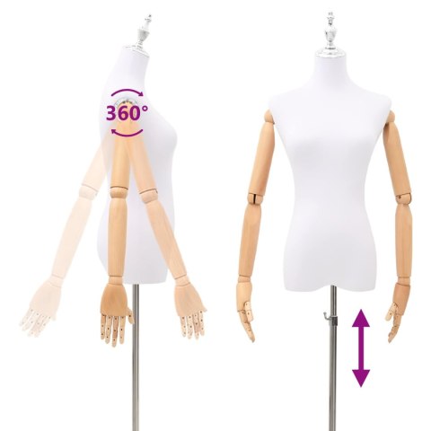 VidaXL Regulowany manekin 156-226 cm z podstawą Kobieta PP Biały