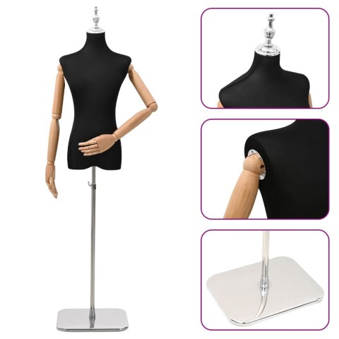 VidaXL Regulowany manekin 156-226 cm z podstawą Kobieta PP Czarny