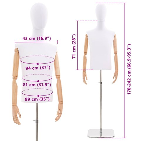 VidaXL Regulowany manekin 170-242 cm z głową i podstawą Mężczyzna PP
