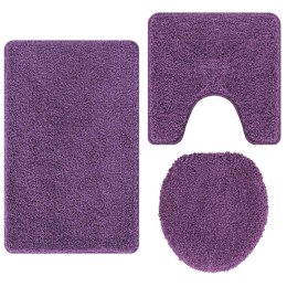 VidaXL Zestaw mat łazienkowych antypoślizgowych 3 pcs Fioletowy PP