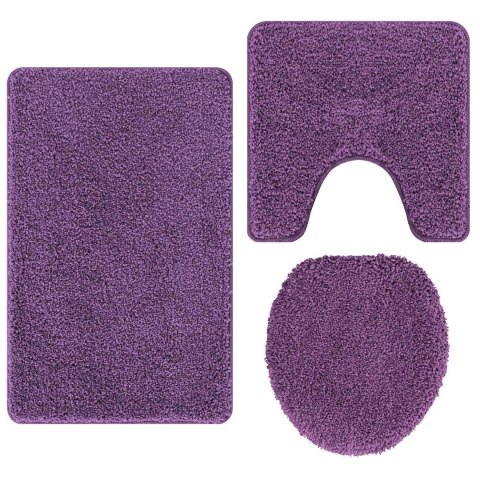 VidaXL Zestaw mat łazienkowych antypoślizgowych 3 pcs Fioletowy PP